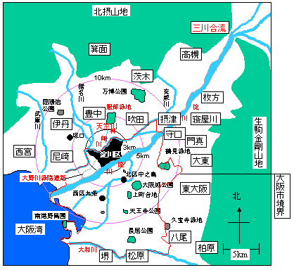 大阪市とその周辺地図